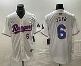 Men's Texas Rangers #6 Josh Jung Number White 2024 Gold Collection Limited Cool Base Jersey,baseball caps,new era cap wholesale,wholesale hats